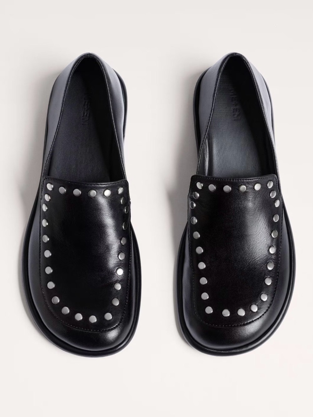 Me+Em Women’s Stud Travel Loafer Black Soft Nappa Leather Size 39 Quiet Luxury